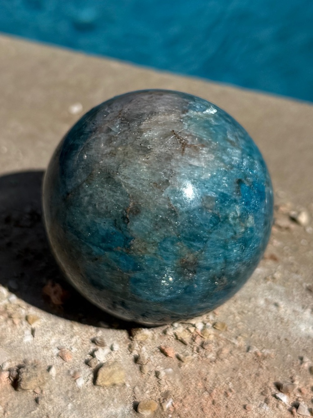 AAA Madagascar Ocean Blue Apatite Crystal Sphere/Royal Blue Global Earth Crystal
